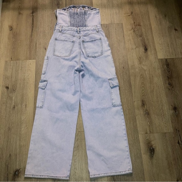 Wild Fable Women’s Tube Cargo Denim Jumpsuit in Lavender | Size Small - Picture 4 of 13